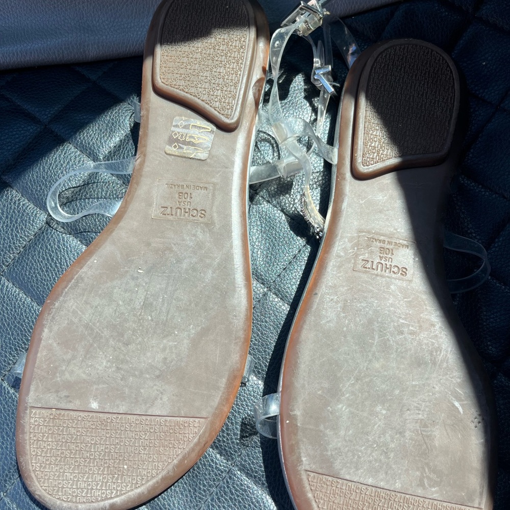 Schutz Silver and Tan Embellished Sandals - Picture 5 of 5